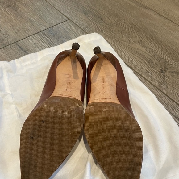 Manolo Blahnik Chocolate Brown Pointed-Toe Leather Pumps - Picture 9 of 12
